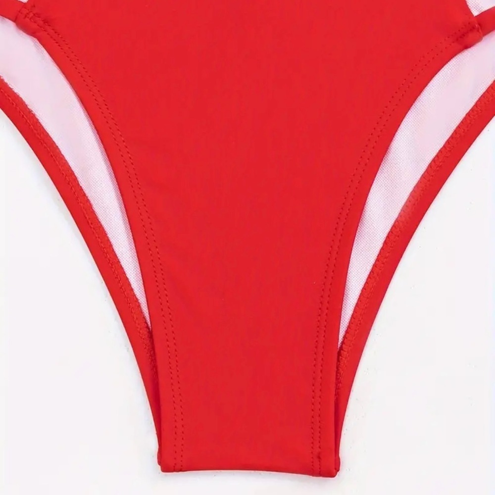 Red Halter Cut Out Bikini Set - Picture 8 of 10